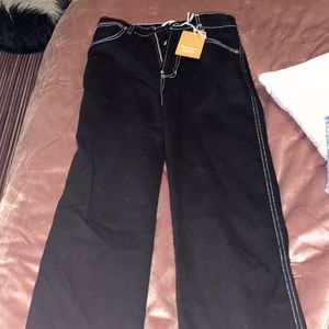 Size 25 Black w/ white stitching Reformation jeans